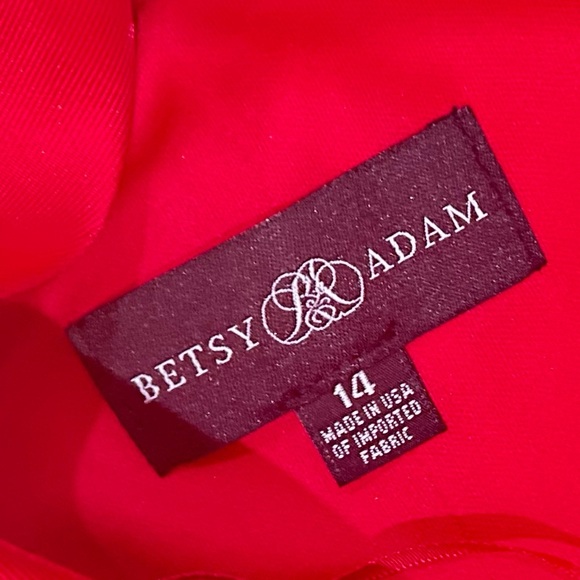 Nwt betsy & Adam Vibrant Red One-Shoulder big bow Gown made in USA size 14 - Picture 16 of 16